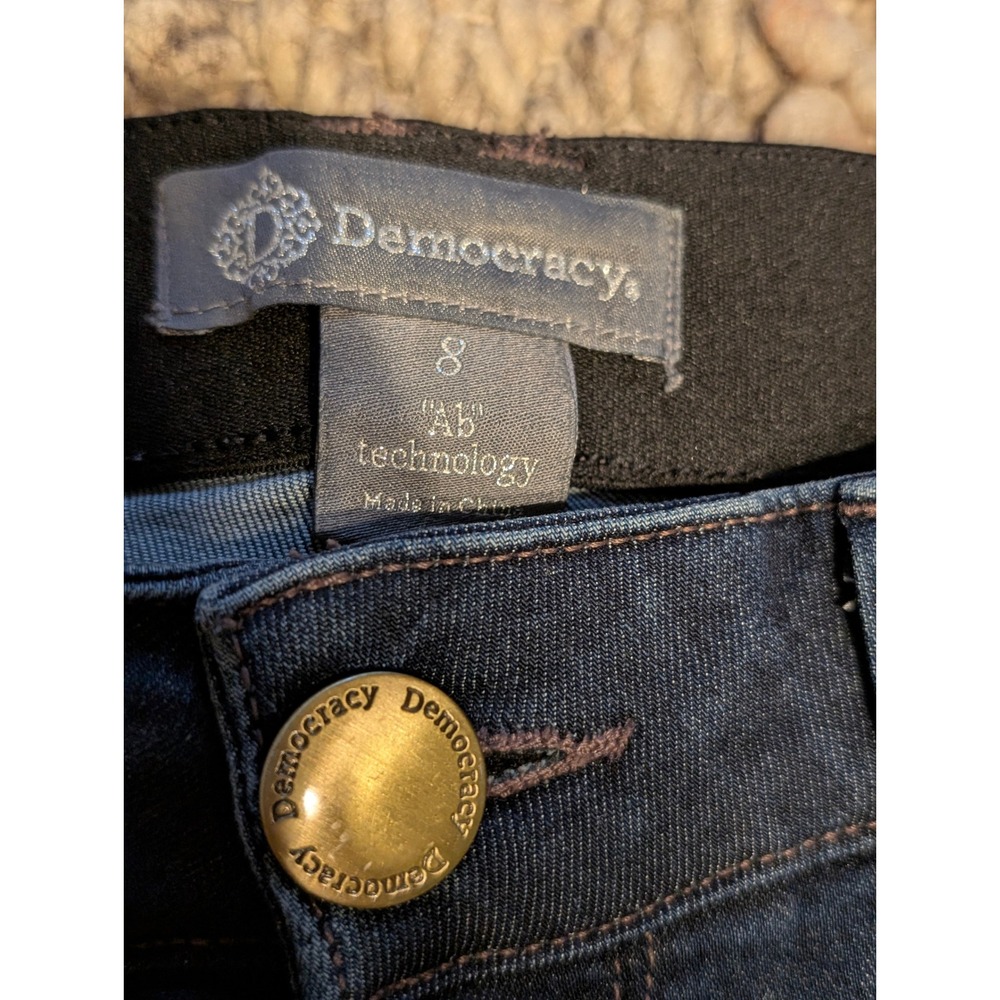 Democracy Ab Technology Skinny Jeans Dark Wash Raw Tulip Hem Size 8 - Picture 4 of 10